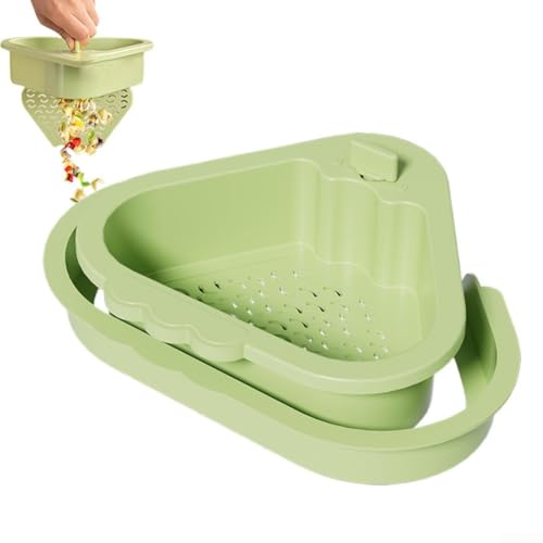 Abflusssieb für Küchenspüle mit ABS-Korb und spurloser Montagehalterung für stabilen Sitz und Verhinderung von Abwasserrückfluss (grün) von PETSTIBLE