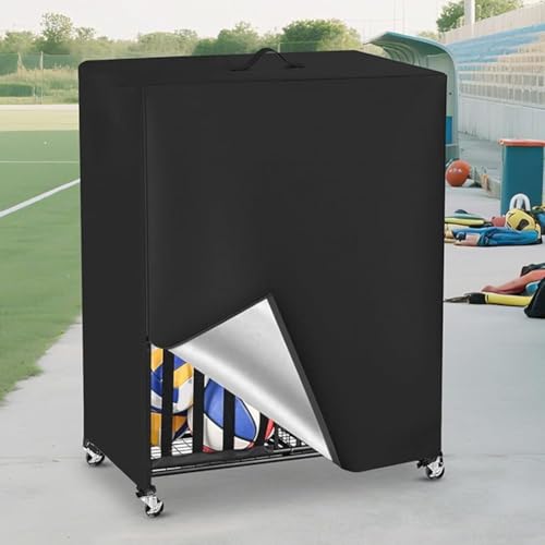 Basketball-Regal-Abdeckung, 420D/210D Oxford-Gewebe, wasserdicht, staubdicht, Outdoor-Garage, Sportausrüstung, Organizer, mit seitlichem Reißverschluss, 97 x 46 x 115 cm, Schwarz (210D Braun) von PETSTIBLE