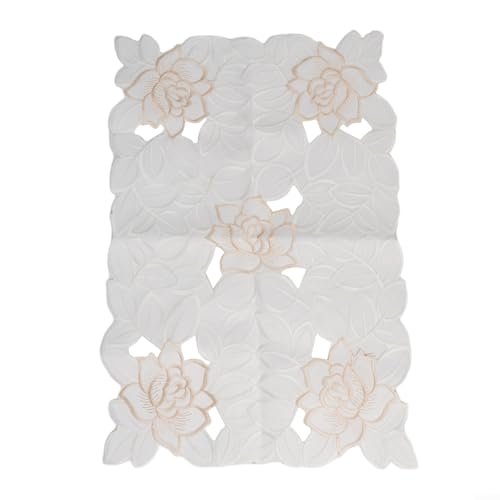 Bestickter Spitzen-Tischläufer für Hochzeiten und Empfänge, schönes Wohnaccessoire (42 x 29 cm) von PETSTIBLE