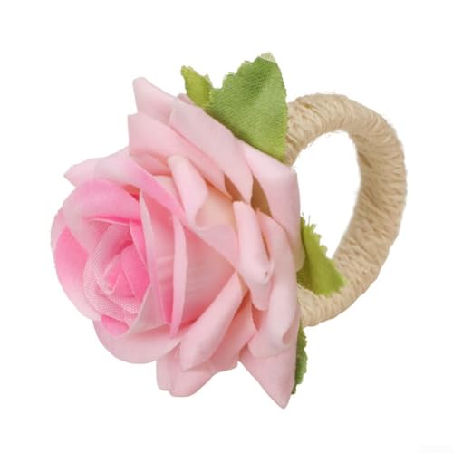 Blumen-Serviettenringe 6er-Set für Hochzeiten, Bankette und Heimtischdekoration, um jede Mahlzeit zu etwas Besonderem zu machen (Rosa) von PETSTIBLE
