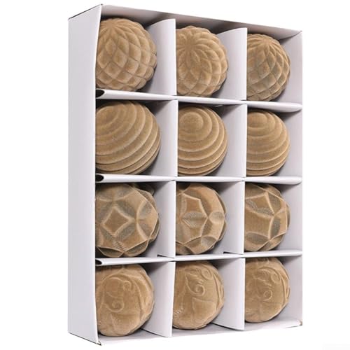 Christbaumkugel-Ornamente, 12 Stück, für Feiertags- und Hochzeits-Party-Dekorationen mit Aufhängeschlaufen und PET-Material (braun) von PETSTIBLE