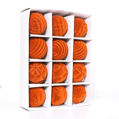 Christbaumkugel-Ornamente, 12 Stück, für Feiertags- und Hochzeitsfeier-Dekorationen mit Aufhängeschlaufen und PET-Material (Orange) von PETSTIBLE