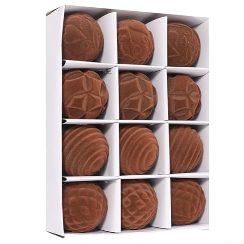 Christbaumkugel-Ornamente, 12 Stück, für Urlaub und Hochzeit, Party-Dekorationen mit Aufhängeschlaufen und PET-Material (Kaffee) von PETSTIBLE