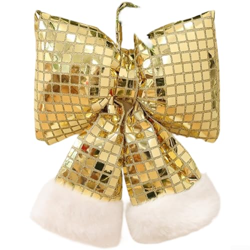 DIY Weihnachtsschleife Ornament mit Glitzer für Feiertagsdekoration, geeignet für Hotel und Fenster saisonales Ambiente (M) von PETSTIBLE
