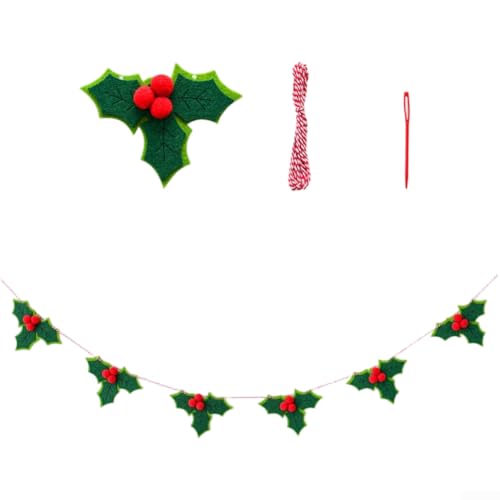DIY hängende Girlande mit roten Beeren und grünen Blättern für Weihnachten für Baum und Urlaub Dekor (A) von PETSTIBLE