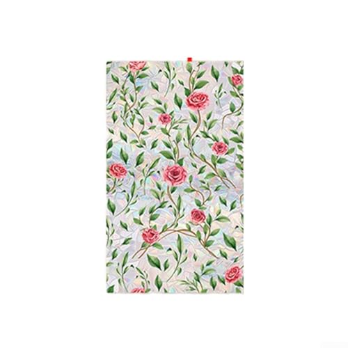 Dekorativer Rosen-Blumen-Fensterfilm, doppelseitig, Privatsphäre, Glashaftung, statischer Vinyl-Aufkleber für Zuhause, Wohnzimmer, Schlafzimmer, kein Kleber, UV-Schutz (45 x 200 cm) von PETSTIBLE