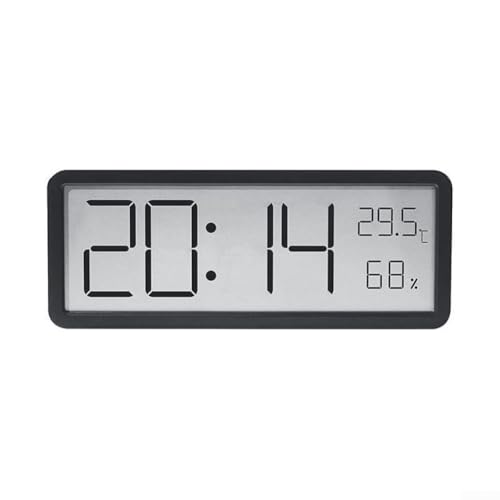 Digitale LED-Wanduhr mit großem Display, Temperatur- und Feuchtigkeitssensor, batterie- oder USB-betriebener Wecker für Schlafzimmer, Büro, Schreibtisch-Dekoration (schwarz) von PETSTIBLE
