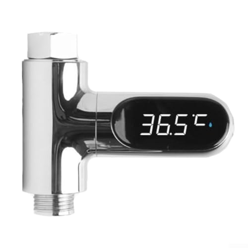 Digitaler Wassertemperatur-Monitor, mit LED-Display 5–85 ℃ selbstbetriebener Durchflusssensor, 360° drehbarer, wasserdichter Bildschirm für Handbrause (zweite Generation) von PETSTIBLE