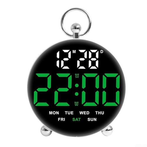 Digitaler Wecker mit LED-Display, anpassbare Alarme und Helligkeitsregelung, perfekte Ergänzung für Ihren Nachttisch (grün) von PETSTIBLE