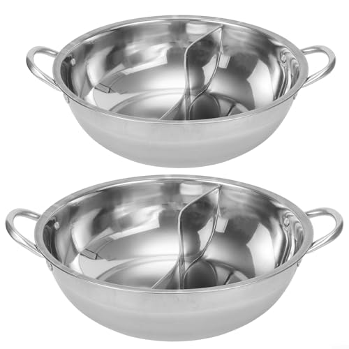 Doppelter Topf mit zwei geteilten Hotpot-Kochfeldern aus Edelstahl, 28 cm Kochgeschirr für den Heimgebrauch mit Induktions- und Gasherd Kompatibilität (B) von PETSTIBLE