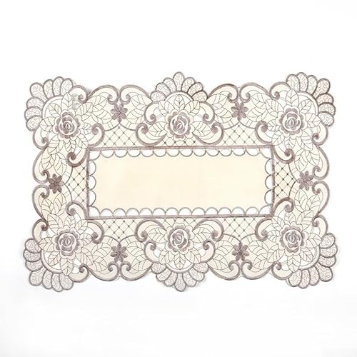 Durchscheinende Spitzentischdecke Elegantes Blumenmuster für Esstisch Dekoration (30 x 45 cm 2#) von PETSTIBLE