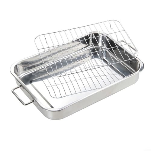 Edelstahl-Backbräter mit Gestell, einfach zu bedienen und zu reinigen, für das tägliche Kochen (33 x 23 x 5 cm) von PETSTIBLE