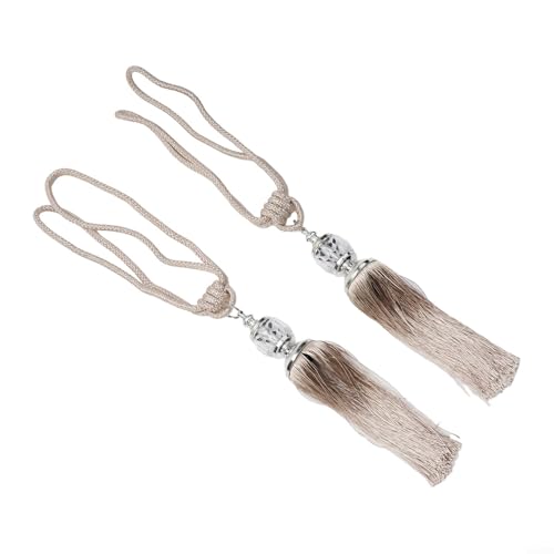 Elegante Vorhang-Raffhalter mit Perlenkugel und weichen Quasten, Seil-Design, 1 Paar (Aprikose) von PETSTIBLE