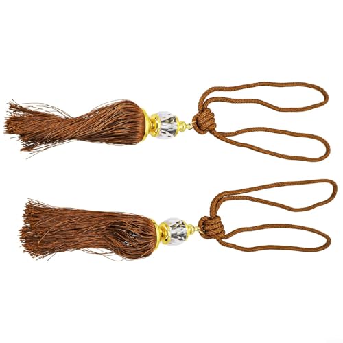 Elegante Vorhang-Raffhalter mit Perlenkugel und weichen Quasten, Seil-Design, 1 Paar (Kaffee) von PETSTIBLE
