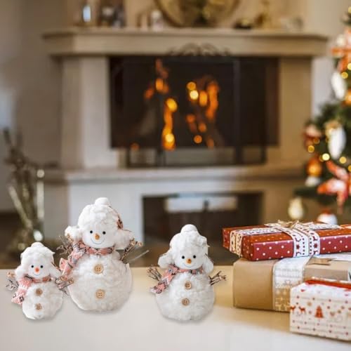 Entzückendes Plüsch-Schneemann-Figuren-Set, mit bunten Schals und Knöpfen, weiche Urlaubsdekorationen für Zuhause, Tisch, Kaminregal, festliche Winter-Ornamente Entzückendes Plüsch-Schneemann-Figuren-Set, mit bunten Schals und Knöpfen, weiche Urlaubsdekorationen für Zuhause, Tisch, Kaminregal, festliche Winter-Ornamente von PETSTIBLE