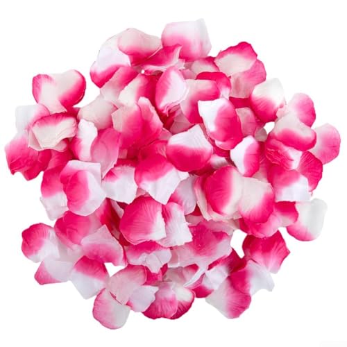 Exquisite künstliche Rosenblätter, perfekt zum Werfen und Streuen bei Hochzeiten (weiß mit dunkelrosa Kanten) von PETSTIBLE