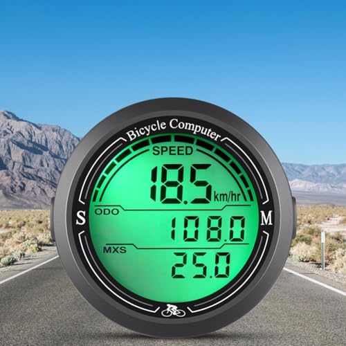 Fahrradcomputer-Tachometer, mit LCD-Display mit Hintergrundbeleuchtung, wasserdicht, Kilometerzähler, Entfernungsmesser, Lenkerhalterung für Nachtfahrten von PETSTIBLE