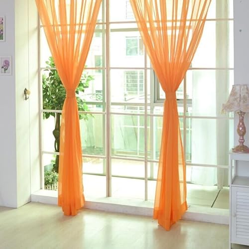 Filigrane Voile-Vorhänge aus Tüll für moderne Wohn- und Inneneinrichtung (Orange) von PETSTIBLE