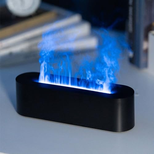 Flamme Aroma Diffuser, Luftbefeuchter Cool Mist Ätherisches Öl Diffusor für Büro, Wohnzimmer, Schlafzimmer (Schwarz) von PETSTIBLE