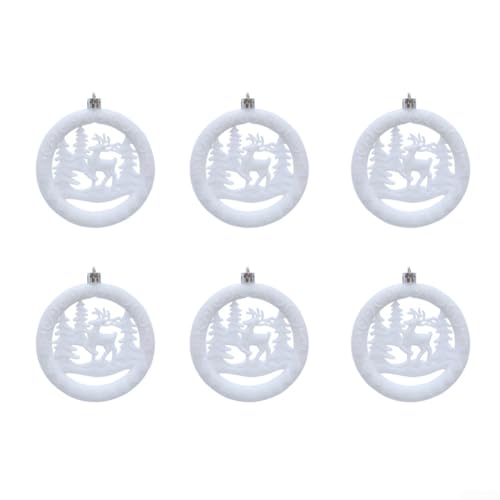 Für Weihnachten Samt Rentier Ornament Set mit 6 Plüschstücken entworfen für Baum und Heimdekoration während der Ferienzeit (weiß) von PETSTIBLE