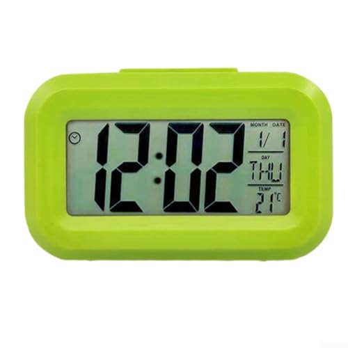 Funktionaler digitaler Wecker mit Schlummerfunktion und Nachtlicht, geeignet für Zuhause und Büro, Anzeige von Zeit und Temperatur in Dual-Formaten (Grün) von PETSTIBLE