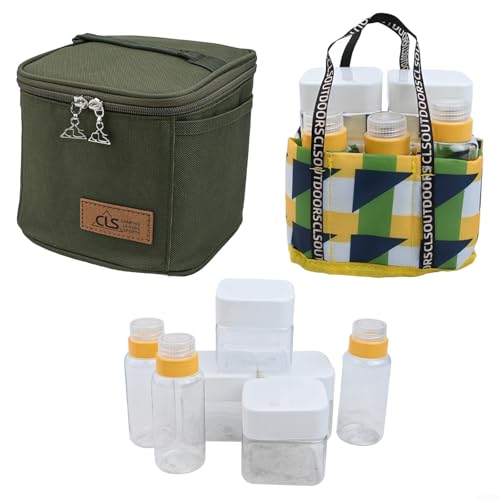 Gewürzspender-Set für Camping, 7 leichte und praktische Gläser mit Tragetasche (Aemygreen) von PETSTIBLE