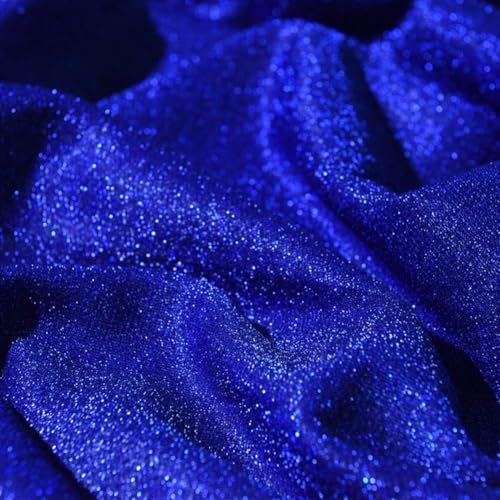 Glitzerstoff mit Sternenhimmel-Motiv, für dekorative und DIY-Bastelanwendungen, aus Polyester und PET-Folie, perfekt zum Nähen, für Kleider, Accessoires und Vorhänge (Königsblau) von PETSTIBLE