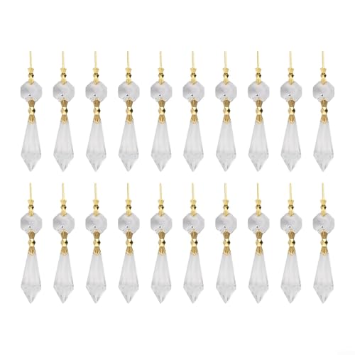 Hängend für Kristall-Tropfen, Set mit 20 transparenten Tropfen, entworfen, um Kronleuchter in jeder Umgebung oder Anlass zu ergänzen (Gold) von PETSTIBLE
