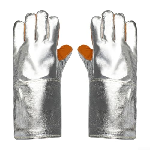 Hitzebeständige Schweißhandschuhe, Aluminiumfolie, Leder, Anti-Verbrühung, feuerfest, Grill, Industrie-Schutz, Rindsleder, hohe Temperatursicherheit Hitzebeständige Schweißhandschuhe, Aluminiumfolie, Leder, Anti-Verbrühung, feuerfest, Grill, Industrie-Schutz, Rindsleder, hohe Temperatursicherheit von PETSTIBLE