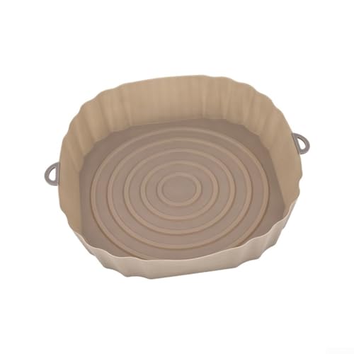 Hitzebeständiger Silikontopf für Luftfritteuse, perfekt passend für runde Körbe (braun) von PETSTIBLE