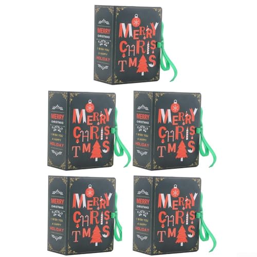 Holiday Treat Packaging Boxes With Creative Book Shape Design, Lightweight Cardboard Construction, Set Of 5 For Festive Parties And Seasonal Gatherings(Green English) von PETSTIBLE