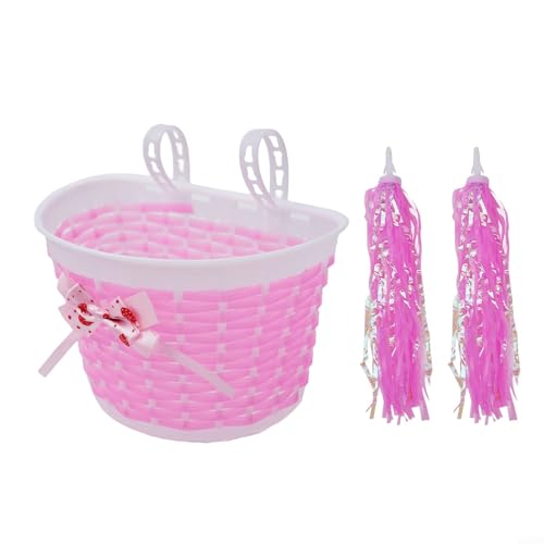 Kinder-Fahrradzubehör für Luftschlangen Quasten für Lenker mit geflochtenem Korb (Rosa) von PETSTIBLE
