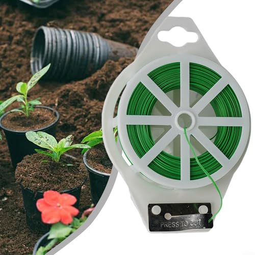 Kompakte Eisendraht-Gartenbinder mit Clips, unverzichtbares Werkzeug für Pflanzenpflege und Organisation zu Hause (20 m) von PETSTIBLE