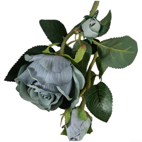 Künstliche Rosen aus Flanellstoff mit drei Blüten pro Stiel, hergestellt für Hochzeitsdekorationen, Partys und den Heimgebrauch, um einen lebensechten floralen Touch zu verleihen (blau) von PETSTIBLE