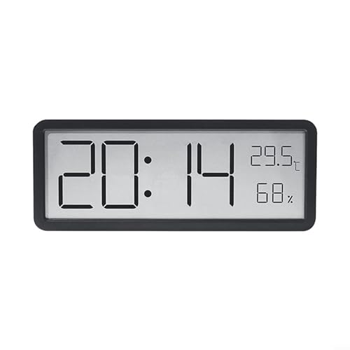 LCD-Display mit Uhrzeit, Datum, Luftfeuchtigkeit und Temperaturanzeige, Wandaufhängung oder Schreibtischverwendung (schwarz) von PETSTIBLE