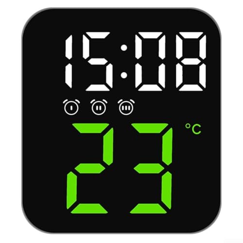 LED-Wecker für Komfort mit einer klaren Temperaturanzeige, Sprachaktivierungsfunktion und flexiblen Helligkeitseinstellungen (grünes Licht) von PETSTIBLE