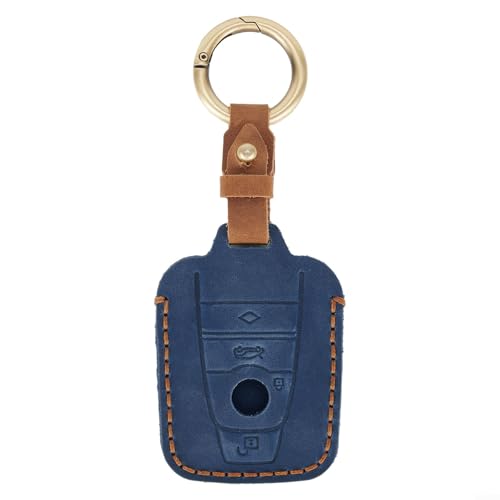 Leder-Schlüsseletui für BMW i3 i8 2014+ handgenäht und (blau) von PETSTIBLE