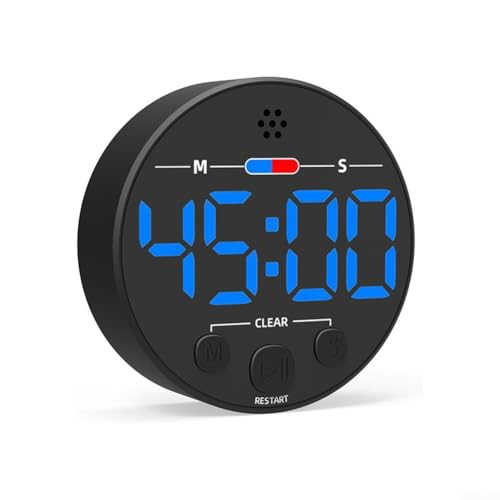 Magnetischer Timer mit LED-Display, klarer LCD-Bildschirm, Countup-Down-Timer zum Kochen, Backen, Zuhause, Büro, Arbeitszimmer, Uhr (blau) von PETSTIBLE