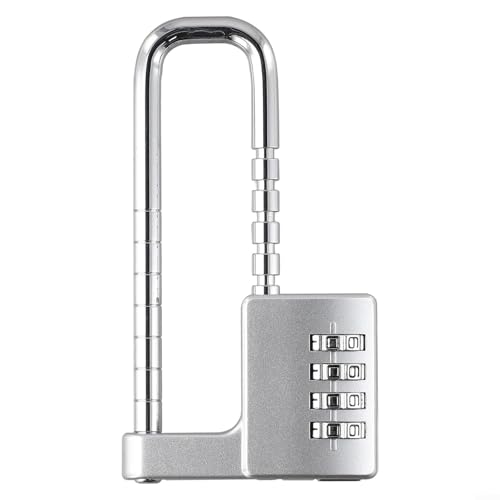 Mechanisches Passwort-Vorhängeschloss, verstellbar, geeignet für Kleiderschränke, Aktenschränke und Türen, mit verlängertem U-förmigem Stahlkörper (Silber) von PETSTIBLE