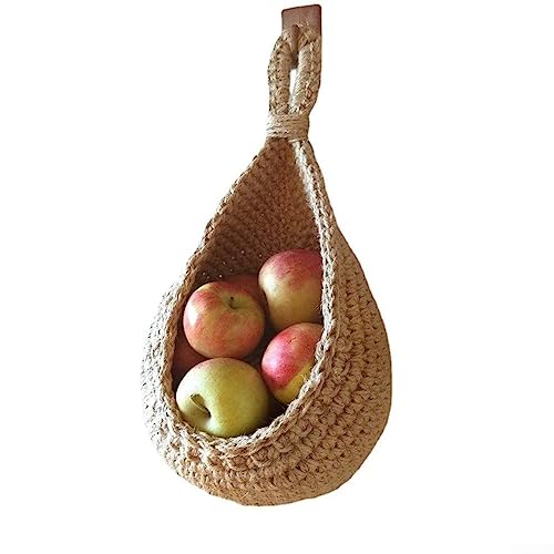 Mehrzweck-Hängekorb aus Jute-Baumwollseil, Hängekorb, für Gemüse und Obst, handgewebt, umweltfreundlich, atmungsaktiv (B x H x T): 21 x 21 x 23 cm von PETSTIBLE