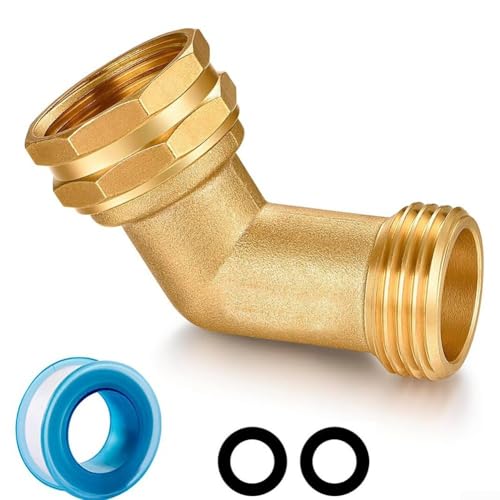 Messing Gartenschlauch Winkel 3/4 Zoll GHT Gewinde 45 Grad Wasserrohrverbinder Verlängerung Fitting für Outdoor Rasen Bewässerungssystem (1 Stück) von PETSTIBLE