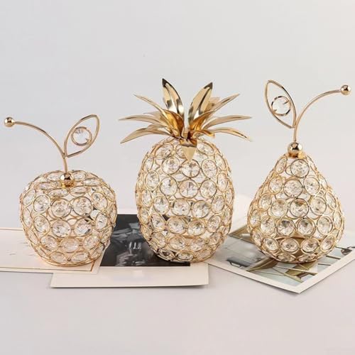Metall 3D für Kristallhandwerk Obst Ornament verziert mit Strasssteinen, für Hochzeitstischaufsätze und Heimdekoration (3 Stück) von PETSTIBLE