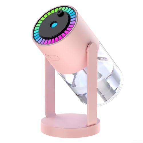 Mini-Luftbefeuchter mit buntem Nachtlicht und Aromatherapie-Funktion für Reisen und Zuhause (Rosa) von PETSTIBLE