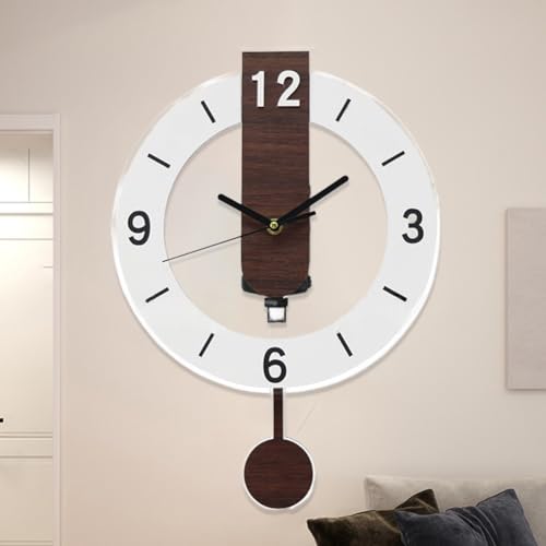 Moderne große Wanduhr, geräuschlos, 31 cm, Acryl- und Holzmischung mit schwarzen arabischen Zahlen, für stilvolle Heimdekoration (weiß) von PETSTIBLE