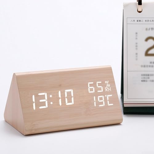 Moderner digitaler Wecker aus Holz, mit LED-Anzeige, Temperatur- und Feuchtigkeitsmonitor, Zeitformatschalter, Heimbüro, Schreibtisch, Nachttischuhr Moderner digitaler Wecker aus Holz, mit LED-Anzeige, Temperatur- und Feuchtigkeitsmonitor, Zeitformatschalter, Heimbüro, Schreibtisch, Nachttischuhr von PETSTIBLE