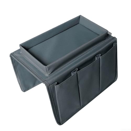Multifunktionaler TV-Fernbedienungshalter, Oxford-Gewebe, Organizer für Sofa-Arme, hält Fernbedienungen und Snacks in Reichweite (blau und grau) von PETSTIBLE