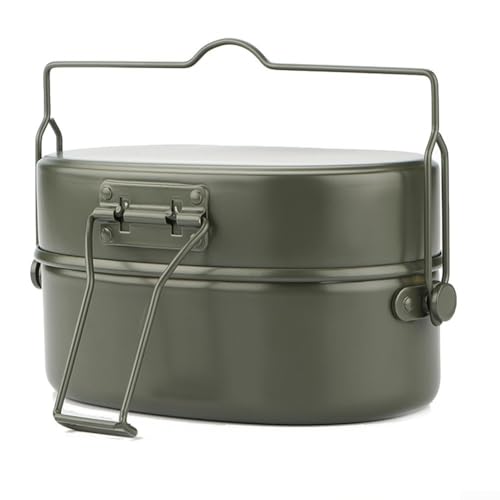 Multifunktionales Outdoor-Kochtopf-Set aus Aluminium mit einfachem Griff zum Aufhängen (grün) von PETSTIBLE