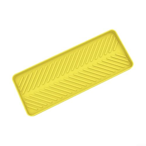 Multifunktionales Spülbecken-Organizer-Tablett aus Silikon, perfekt für die Aufbewahrung von Schwämmen und hält den Badezimmerbereich frisch (gelb) von PETSTIBLE