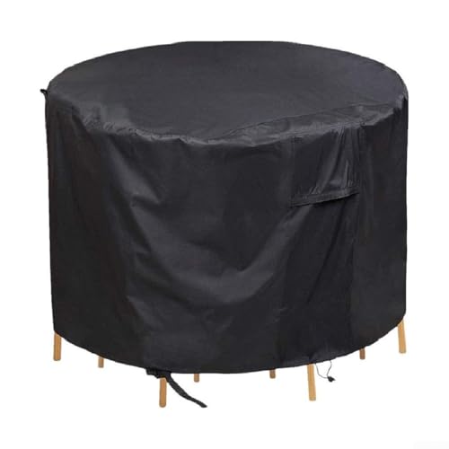 Outdoor-Möbelabdeckung, rund, wasserdicht, Tisch und Stühle, schützend, strapazierfähig, wetterfest, Oxford-Stoff mit Kordelzug, 185 x 110 cm Outdoor-Möbelabdeckung, rund, wasserdicht, Tisch und Stühle, schützend, strapazierfähig, wetterfest, Oxford-Stoff mit Kordelzug, 185 x 110 cm von PETSTIBLE