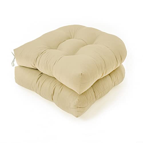 PETSTIBLE 2 Stück Khaki U-förmiges Kissen für Sofa, Rattan, Stuhlkissen, für den Innen- und Außenbereich, Terrassen-Kissen, 48 x 48 x 7,5 cm von PETSTIBLE